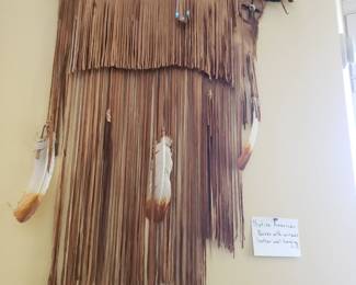 Native American leather  quiver w arrows wall hanging