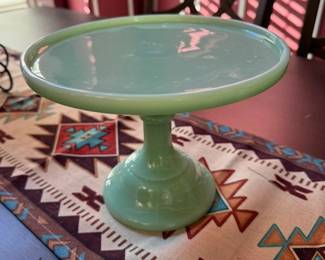 Antique green cake stand