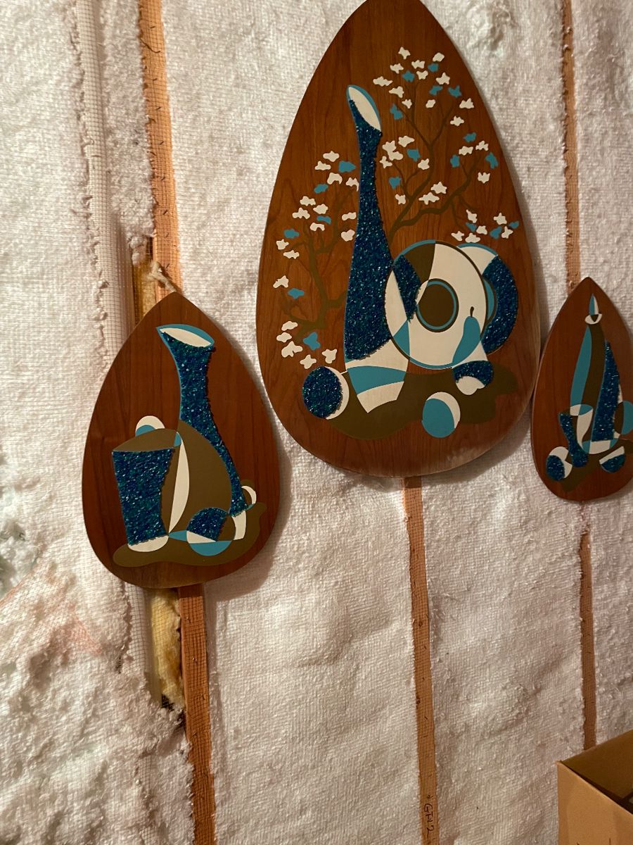 mid century pebble art, set of 3