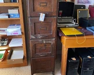 v intage wood file cabinet