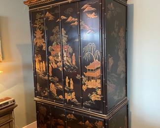 nice oriental entertainment center, could be used in closet or for linens