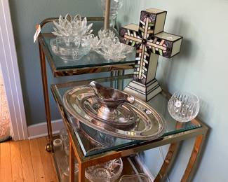 glass & brass tea set