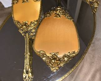 Vintage gold-tone vanity Mirror set