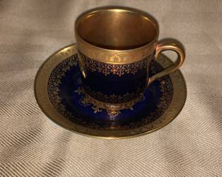Haviland cup and Saucer cobalt blue and gold