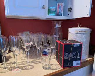 More bar glasses and Mid-century ice bucket, wine and champagne glasses