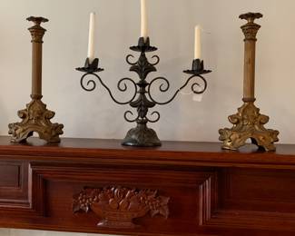 very rare Bronze candlesticks and attractive black candelabra