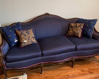Vintage lovely Rosewood carved Sofa and accent pillows-great condition!