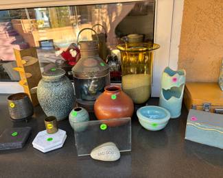 Many art pottery pieces 