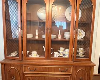 Vintage 2 piece china cabinet, solid cherry, excellent condition.