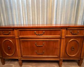 Solid Cherry vintage buffet table /side board with felt lined silverware drawers, 31”x63”x20”, excellent condition