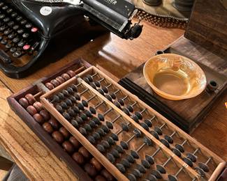 Antique Abacas. Vintage typewriters. 