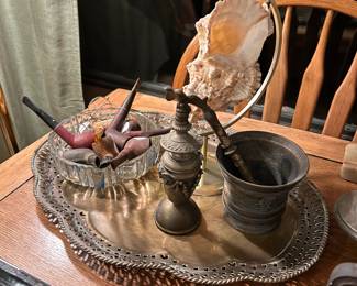 Brass mortar and pestle from pharmacy. Mid-cent