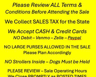 SALE GUIDELINES - PLEASE READ
