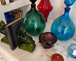 Blenko book ends and unusual vases