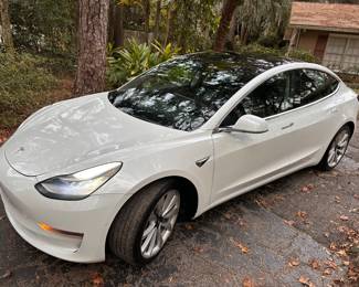 The Tesla 3 has a fixed tinted glass roof made of acoustic glass that blocks UV rays. The glass is designed to keep the cabin quiet and let the light in. 
