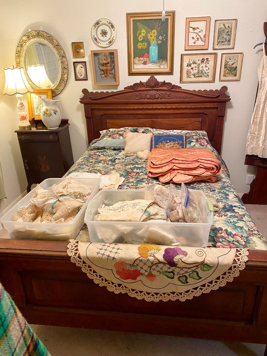 Eastlake Walnut bedroom set - circa 1910.  Bought from Jahn Furniture in New Braunfels. 