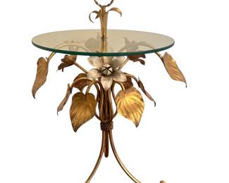 Beautiful glass and brass leaf side table