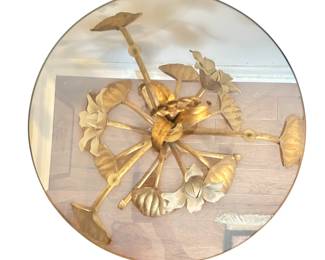 Beautiful glass and brass leaf side table