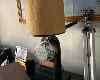 Table lamp made from an electrical meter