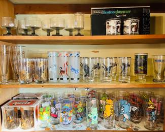 vintage Libby butterfly glasses, vintage barware, vintage McDonalds drinking glasses