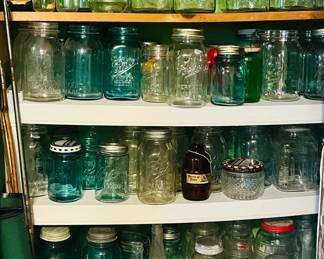 Vintage Ball and Atlas mason jars and other glass jars/bottles