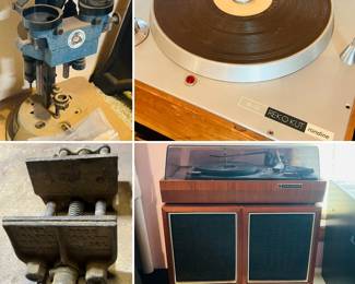 REKOKUT b12 Rondine turntable, vintage electronics, vintage turntables, Rock Island bench vise, Bair reloading press