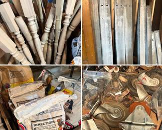 wooden legs, misc casters, charcoal