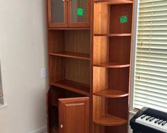 2 pc corner hutch/bookcase, solid wood 