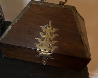 Wooden box with brass fittings