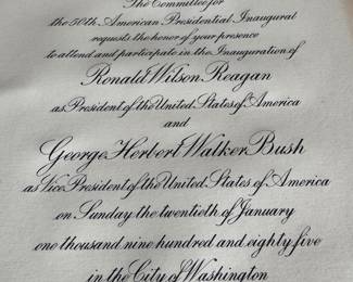 Reagan inaugural invitation