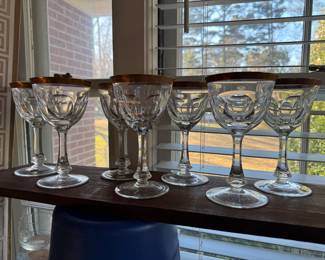 Vintage gold rim goblets