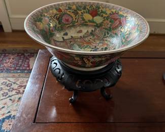 Large Asian center bowl and stand