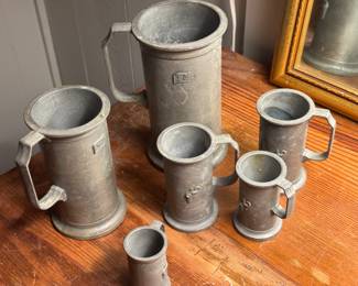 Reproduction pewter pub measures