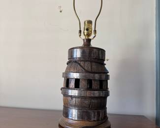 One of a pair of wagon wheel hub lamps