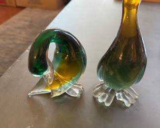 Blown glass ducklings