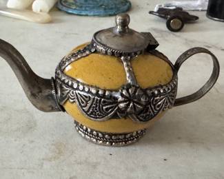 Silver overlay mini teapot