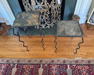 Slate top metal side tables