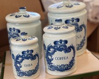 Delft canister set… some damage to the rim of one jar