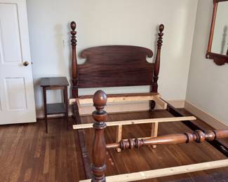 Antique full bed with queen mattress capability