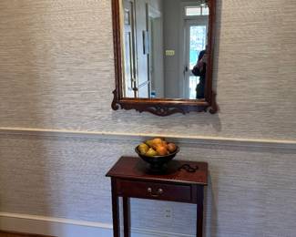 Chippendale mirror with small hall table