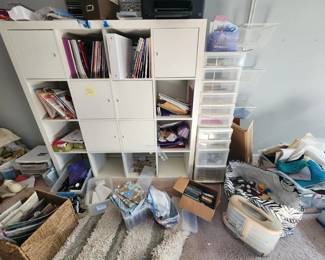 Books, Sewing Notions and More! (Cube cabinet sold first day of sale)