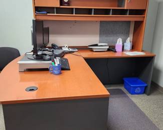 L-shaped desk with hutch