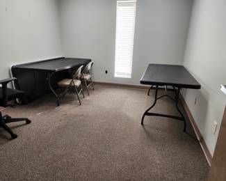 Folding tables and folding chairs