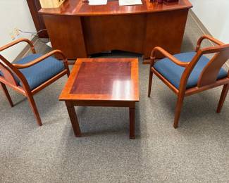 Executive office set. Desk, Hutch, 2 Chairs and Side Table.