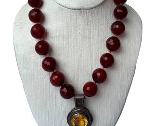 MK design chunky bead necklace with citrine pendant