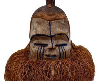 Helmet mask, likely from Congolese Suku peoples, likely postcolonial