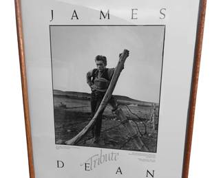 Max King-designed 1983 poster promoting special tribute to legendary actor James Dean held at Samuel Goldwyn Theater in Los Angeles, California on January 24, 1983 by The Academy of Motion Picture Arts and Sciences and The Academy Foundation  ("With special guests Jim Backus, William Bast, Martin Landau, Leonard Rosenman, Mrs. Sandy Roth, and Stewart Stern") 