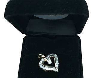 Diamond and 10K yellow gold heart pendant