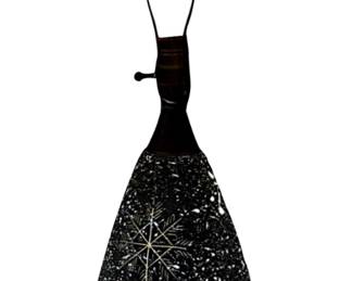 Mid-Century Modern ceramic lamp base; images recall snowflakes, stars and satellites in space