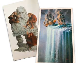 Several copies of Ed Miracle prints available include "Intelligent Design" and "I Told You So," which Thomas Friedman used on the cover of his book, “The World is Flat."  The use became a controversy which was settled in time. 